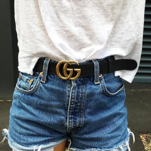 Gucci Leather Belt With Gg Buckle 